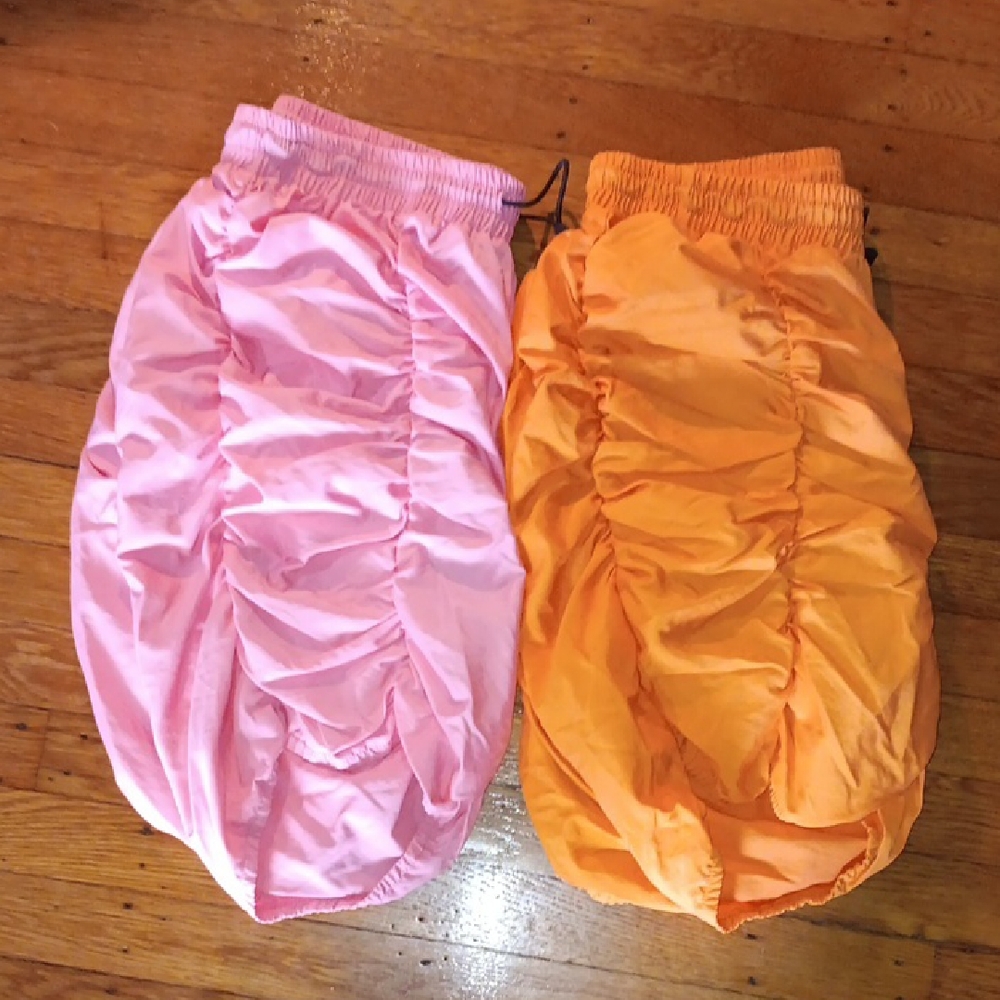 SHEIN Pink and Orange Ruched Womens Shorts